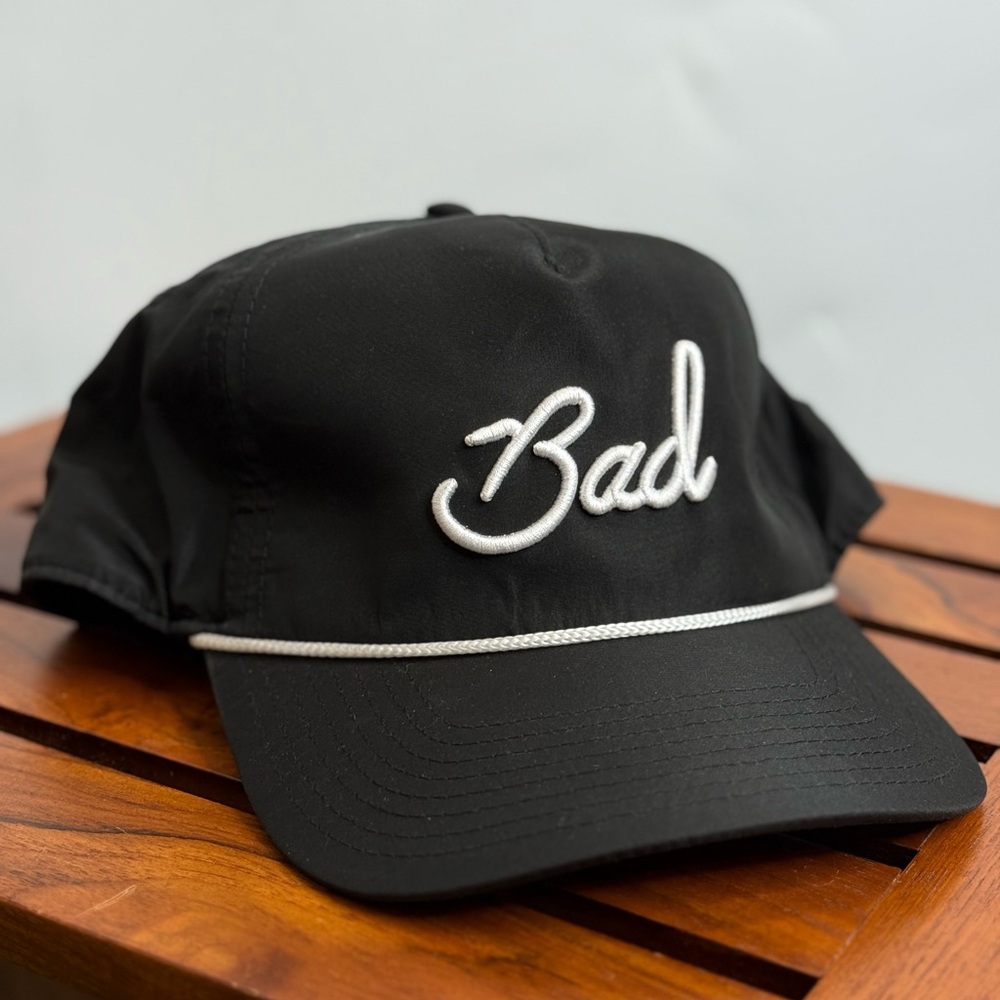 Bad Birdie Script Rope Snapback Hat | Black White | Adjustable Fit | Golf